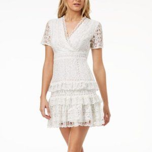 French Connection Arta Surplice Short Sleeve Lace Ruffle Dress